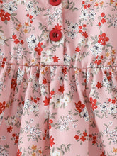 Young Girl' Casual Chic Flower Print Puff Sleeve Round Neck Dress